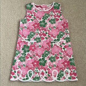 Peggy Green pink and green floral shift dress, size 7-8